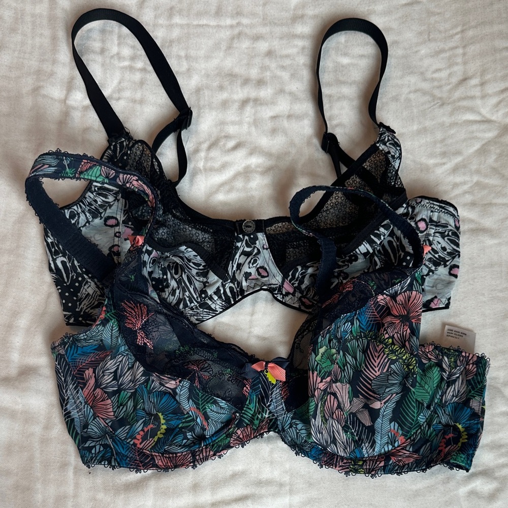 Freya Floral Leaf Underwire Bra in Navy, Teal, Pink